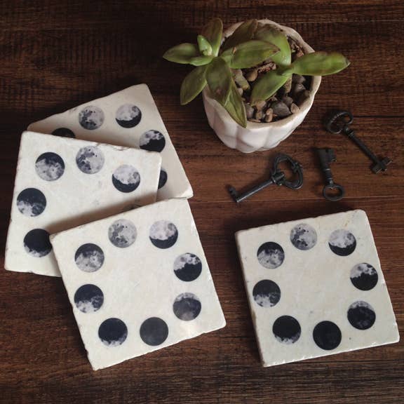 Moon Phases stone coasters - case of 4