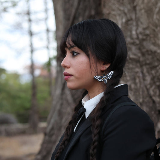 Death Moth Hoop Earrings - Halloween