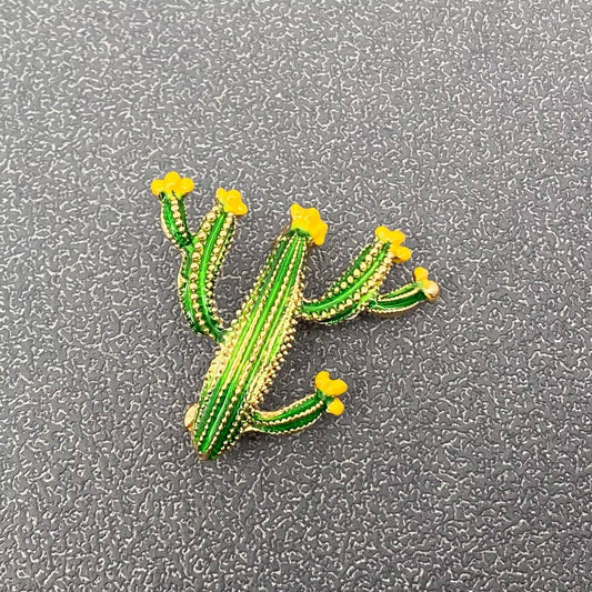 Enamel Cactus Brooch