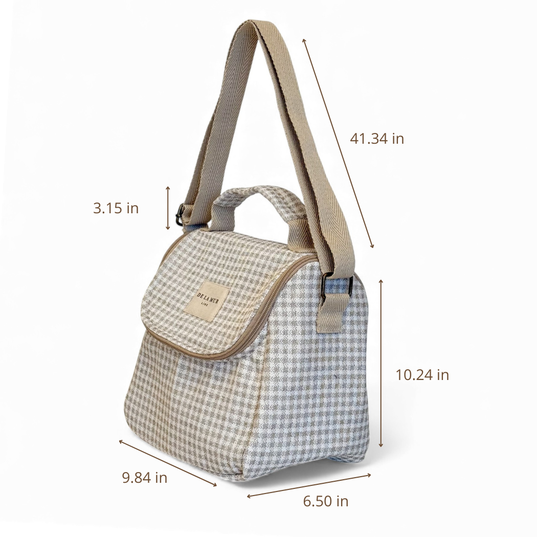 Insulated Lunch Bag in beige Check