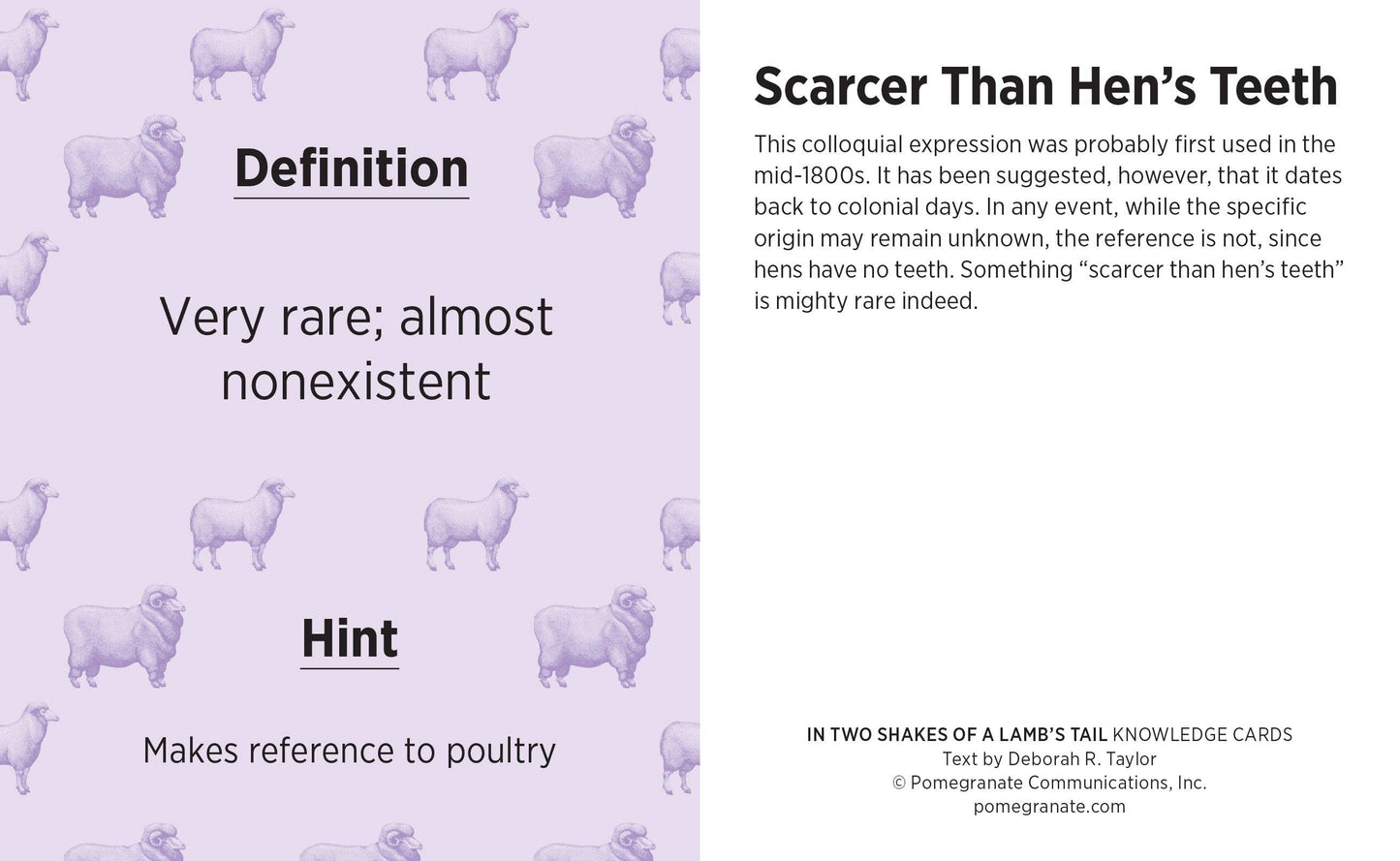 In Two Shakes of a Lamb's Tail: A Quiz Deck of Curious Sayings Knowledge Cards