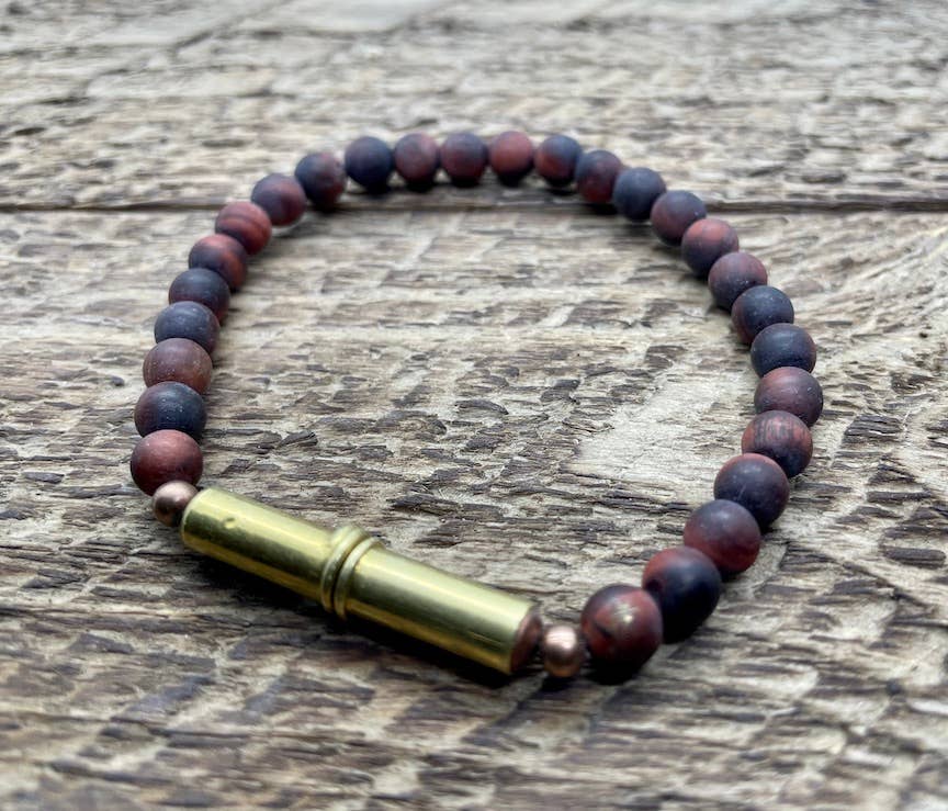 Flint Beaded Single Bracelet: Red Jasper / Medium