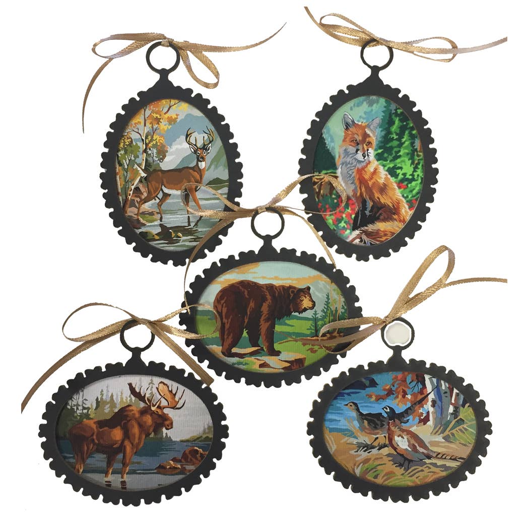 Set of 5 Wildlife Paint-by-Number Ornaments