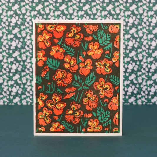 Pansies (Red) Letterpress Card