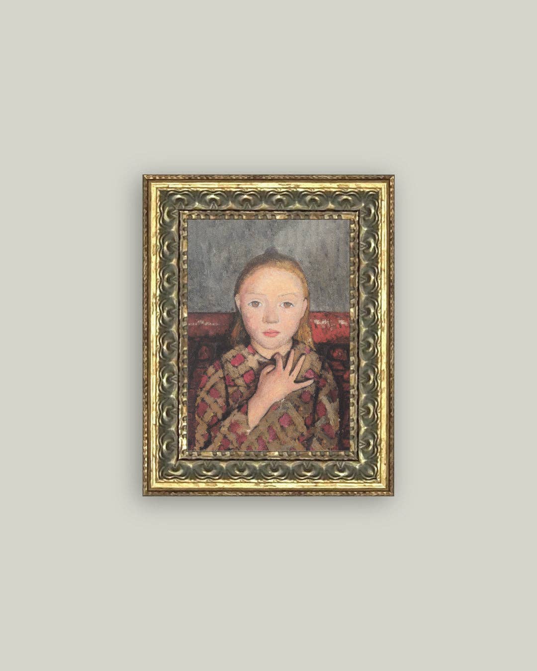 Young Girl Portrait Framed Antique Art