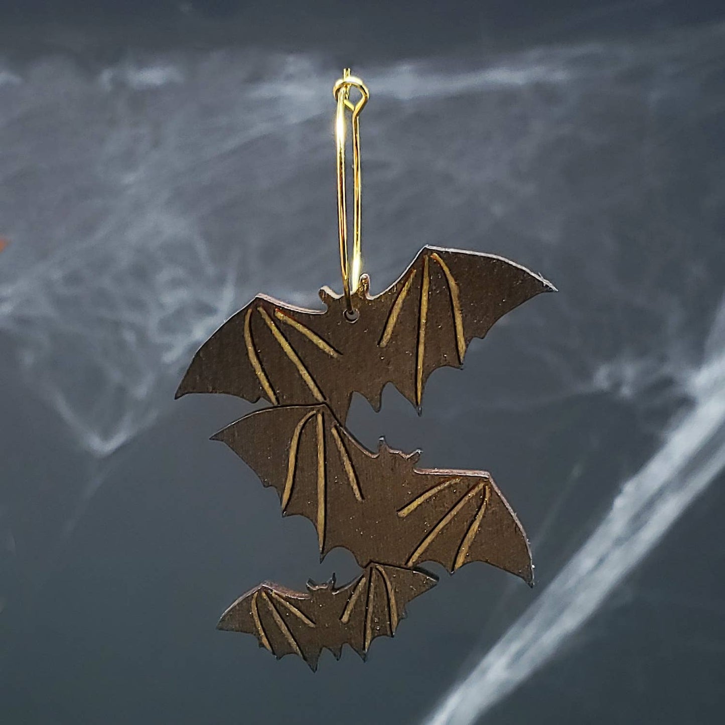Shimmery Bat Hoop Earrings - Halloween