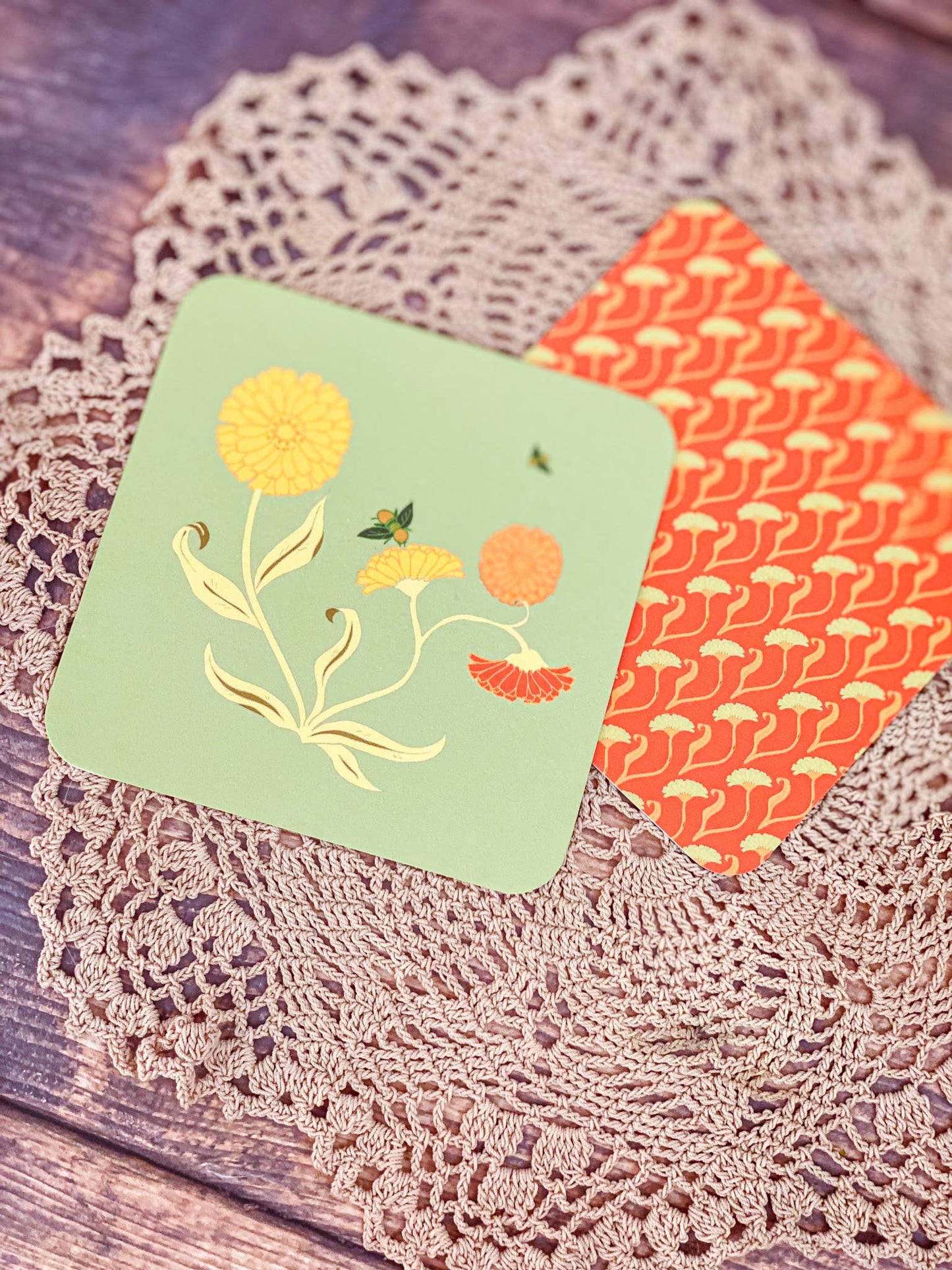 Calendula Coaster Set-Double Sided