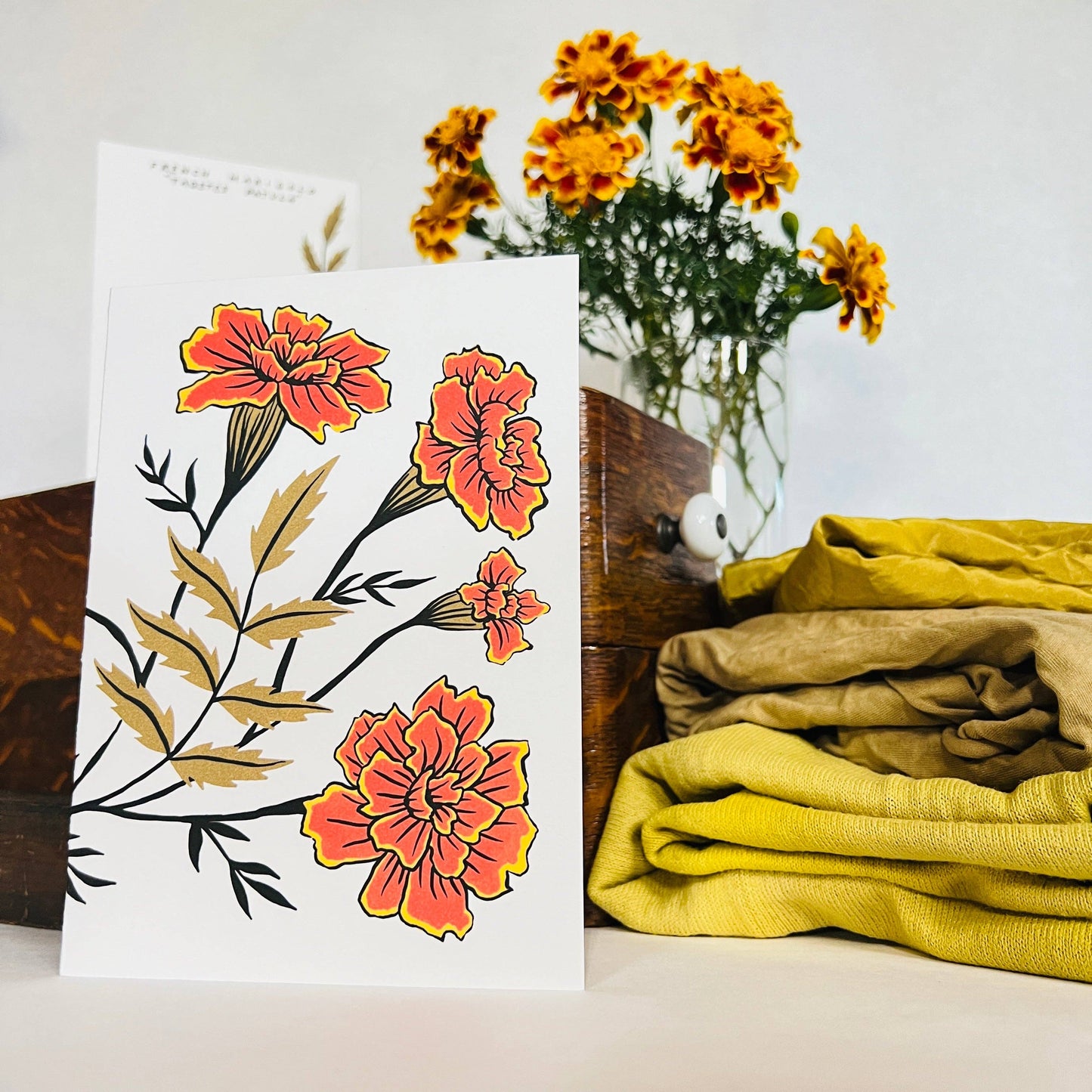 French Marigold 5x7 Card: Set of 5