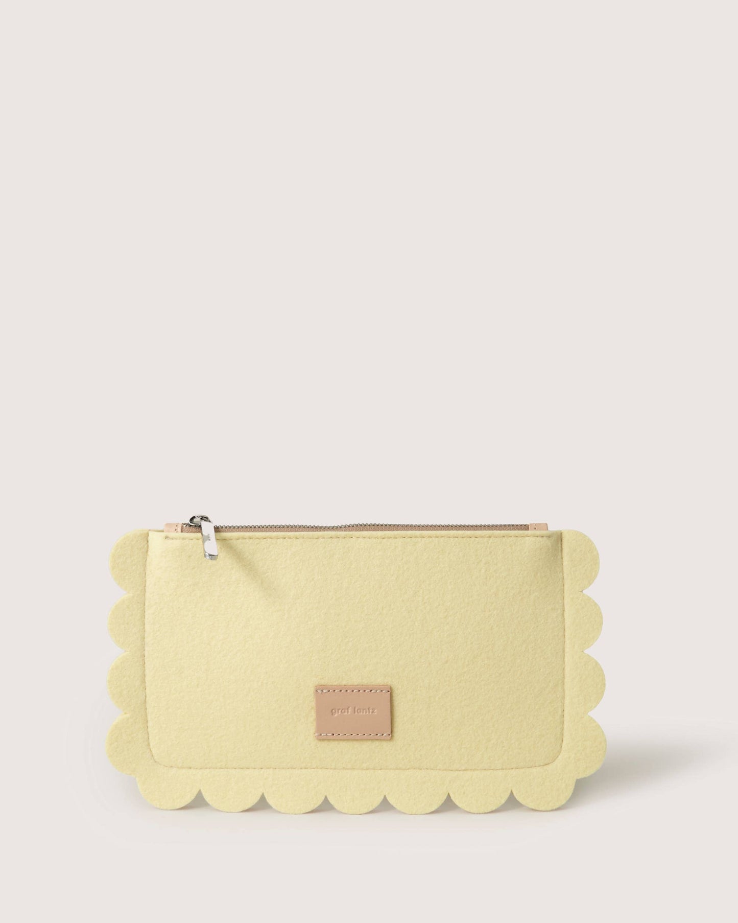 Deco Edge Merino Wool clutch in Limoncello: Limoncello Vachetta