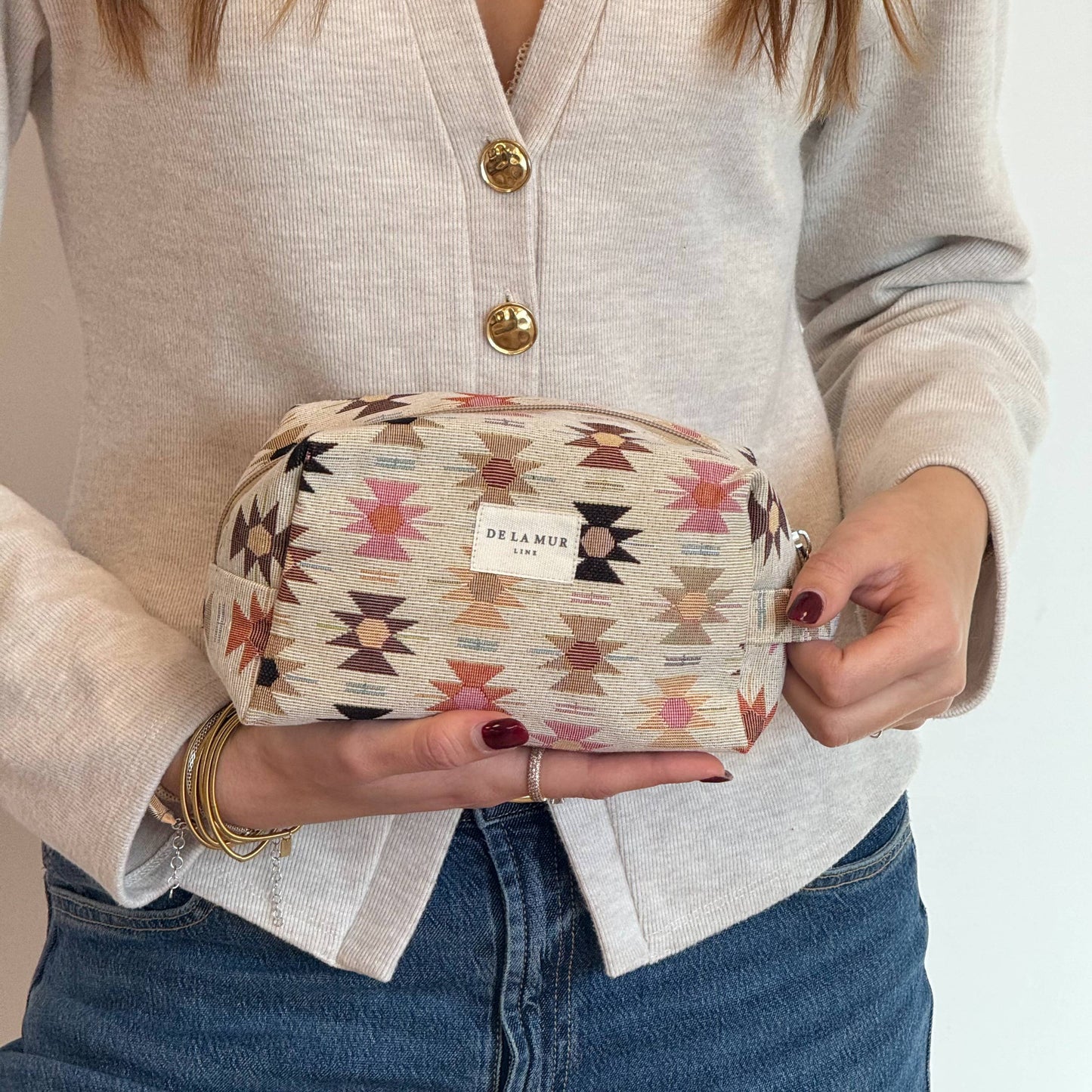 Squared Makeup Bag in Spring Geo