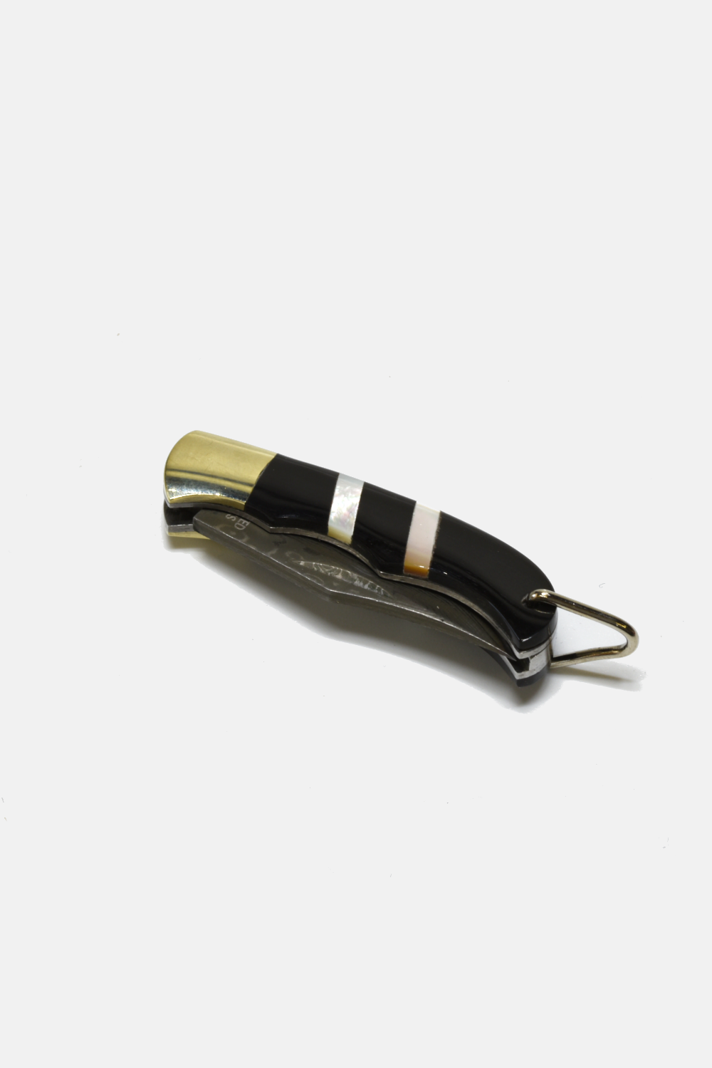 Ox-Horn with Pearls Striped  Inlay Folding Knife