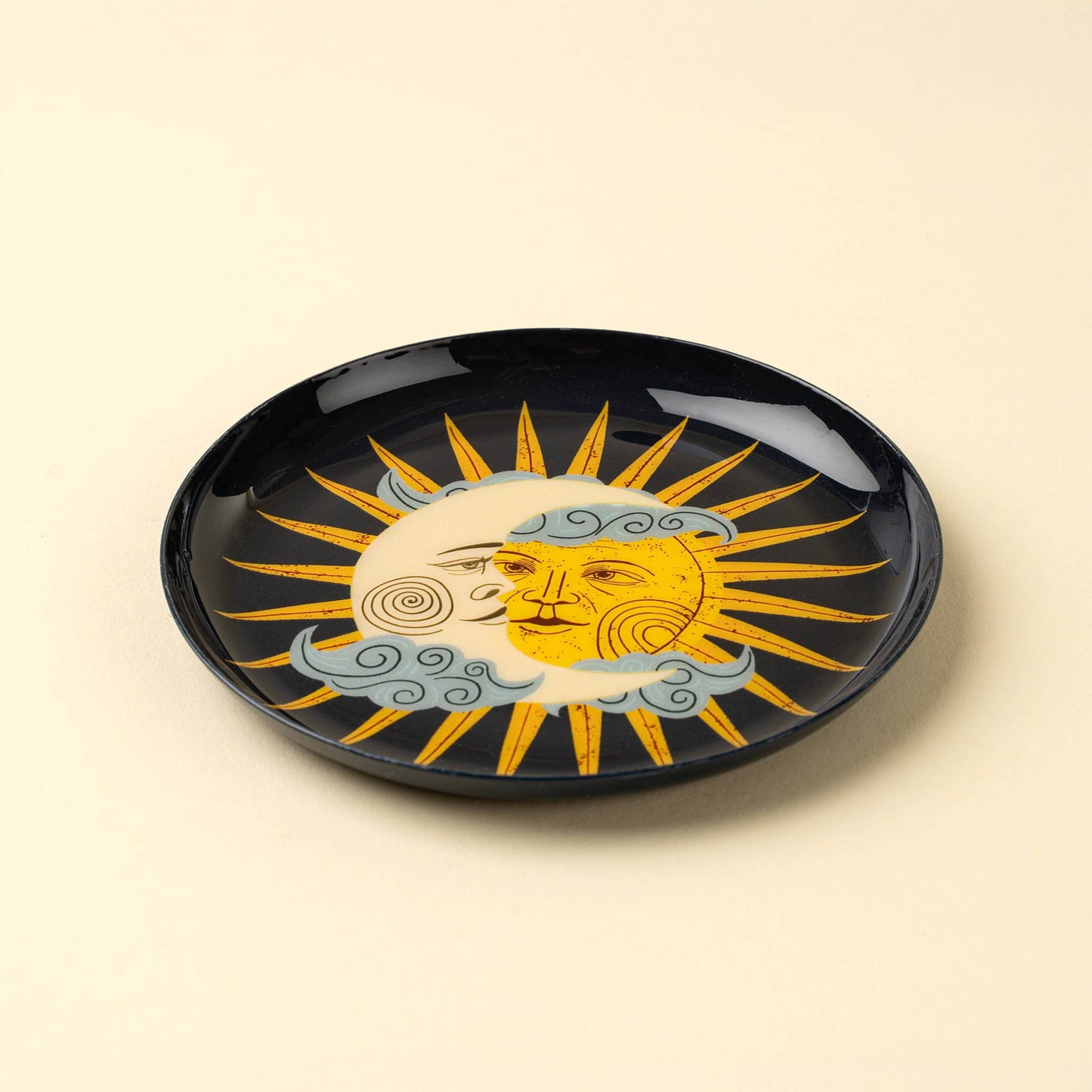 Sun and Moon Decorative Enameled Tray