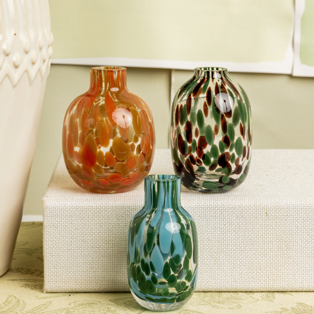 Mini Speckled Color Glass Vases - 3 Styles