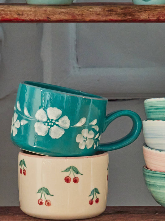 Hand Painted Florals Cappuccino Mug