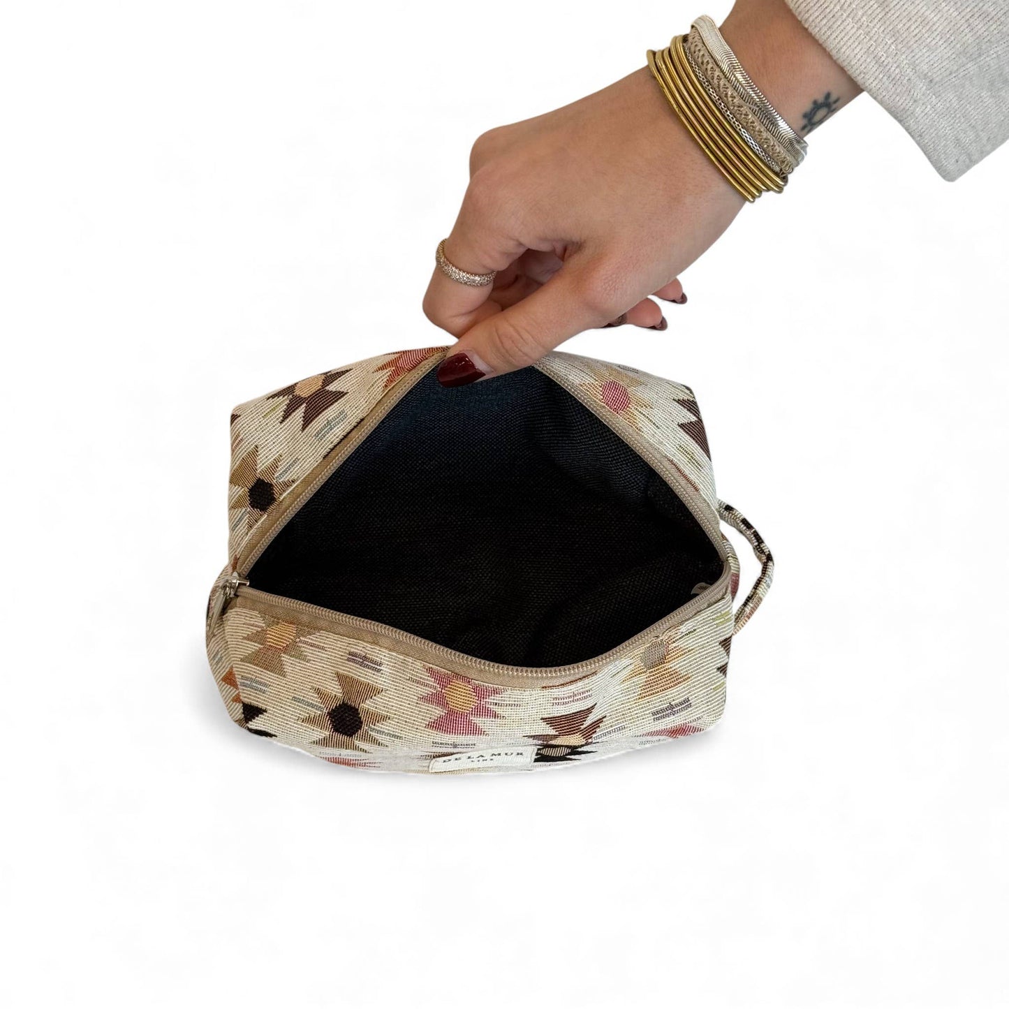 Squared Makeup Bag in Spring Geo