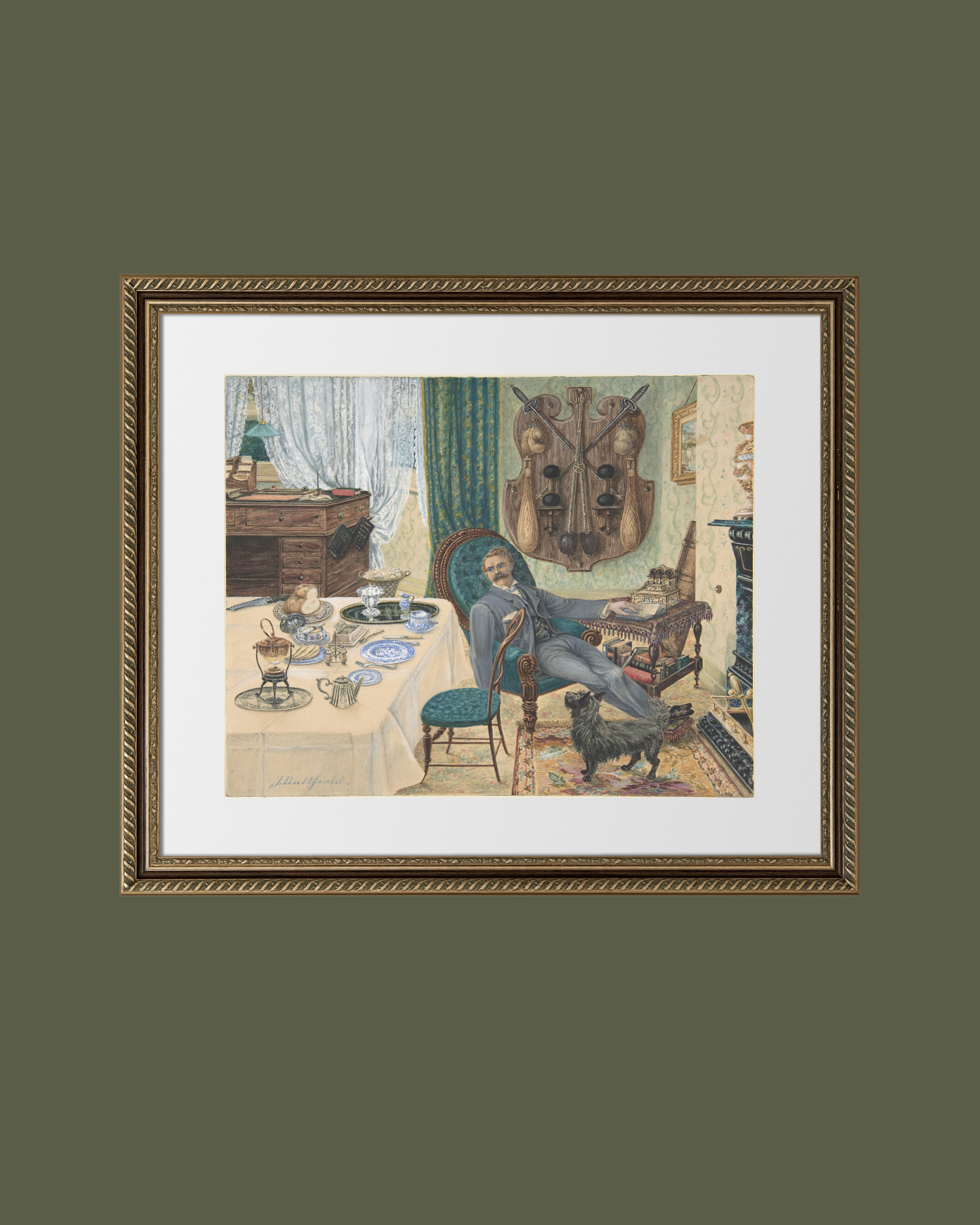The Sportman's Breakfast Antique Art Print