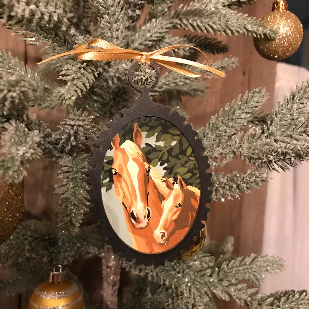 5 Paint-by-Number Style Horse Ornaments | Home Accents