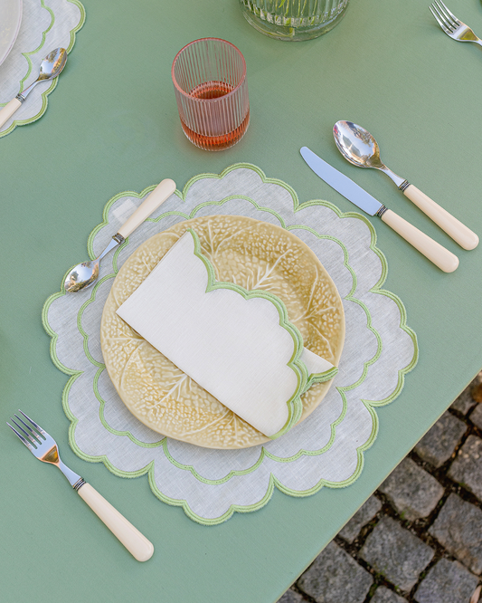 Iris Placemat -- Natural Linen with Light Green1