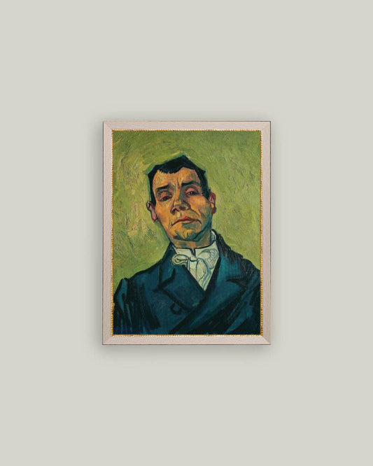 Green Portrait Framed Antique Art: 7x9