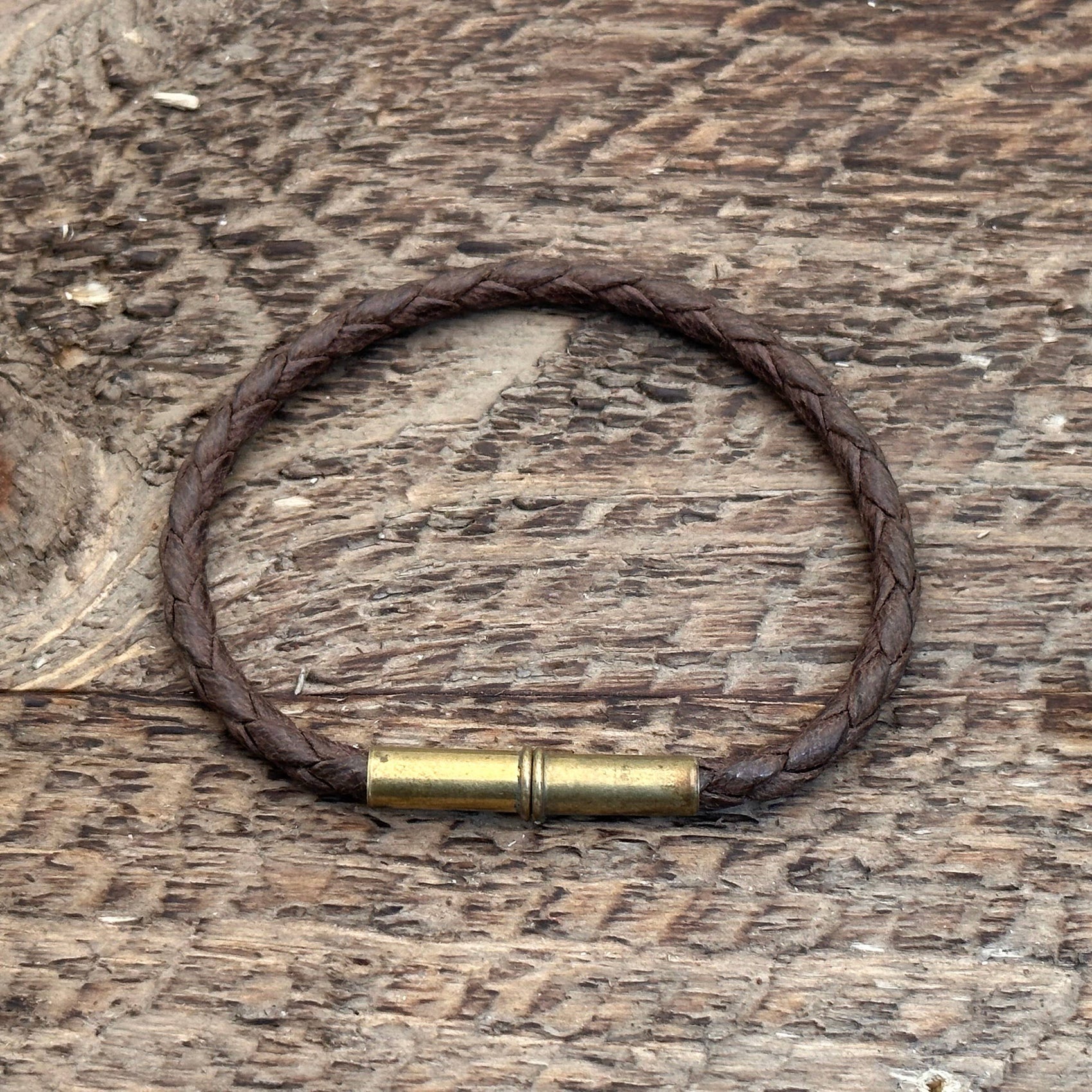 Flint Single Waxed Canvas Bracelet: Brown / Large