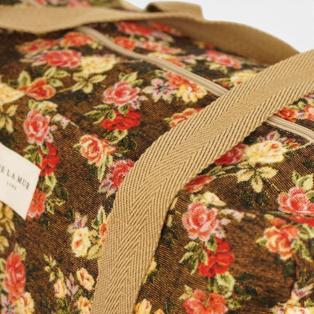 Floral Jacquard Sports Bag – Brown & Red (Pepi)