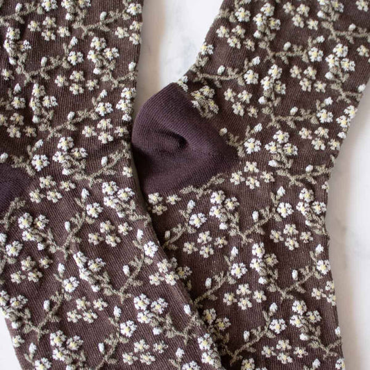 Little Blossom Casual Socks: Dark Brown