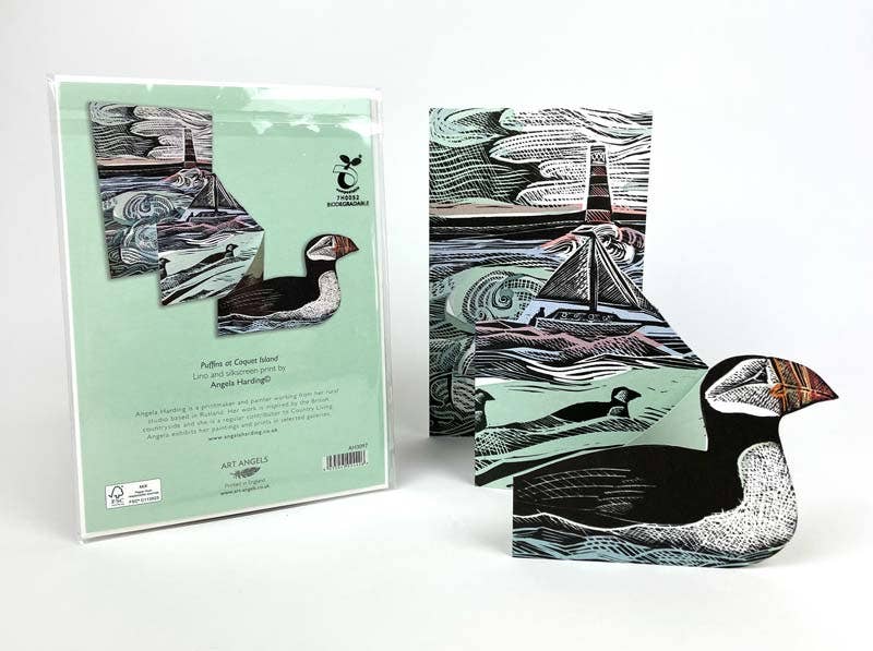 Puffins at Coquet Island Concertina Card - Angela Harding