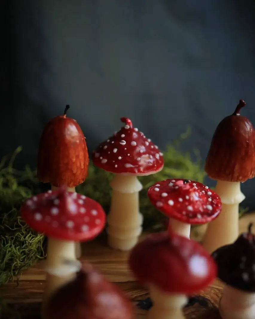 Handmade Amanita Beeswax Mushroom Candle