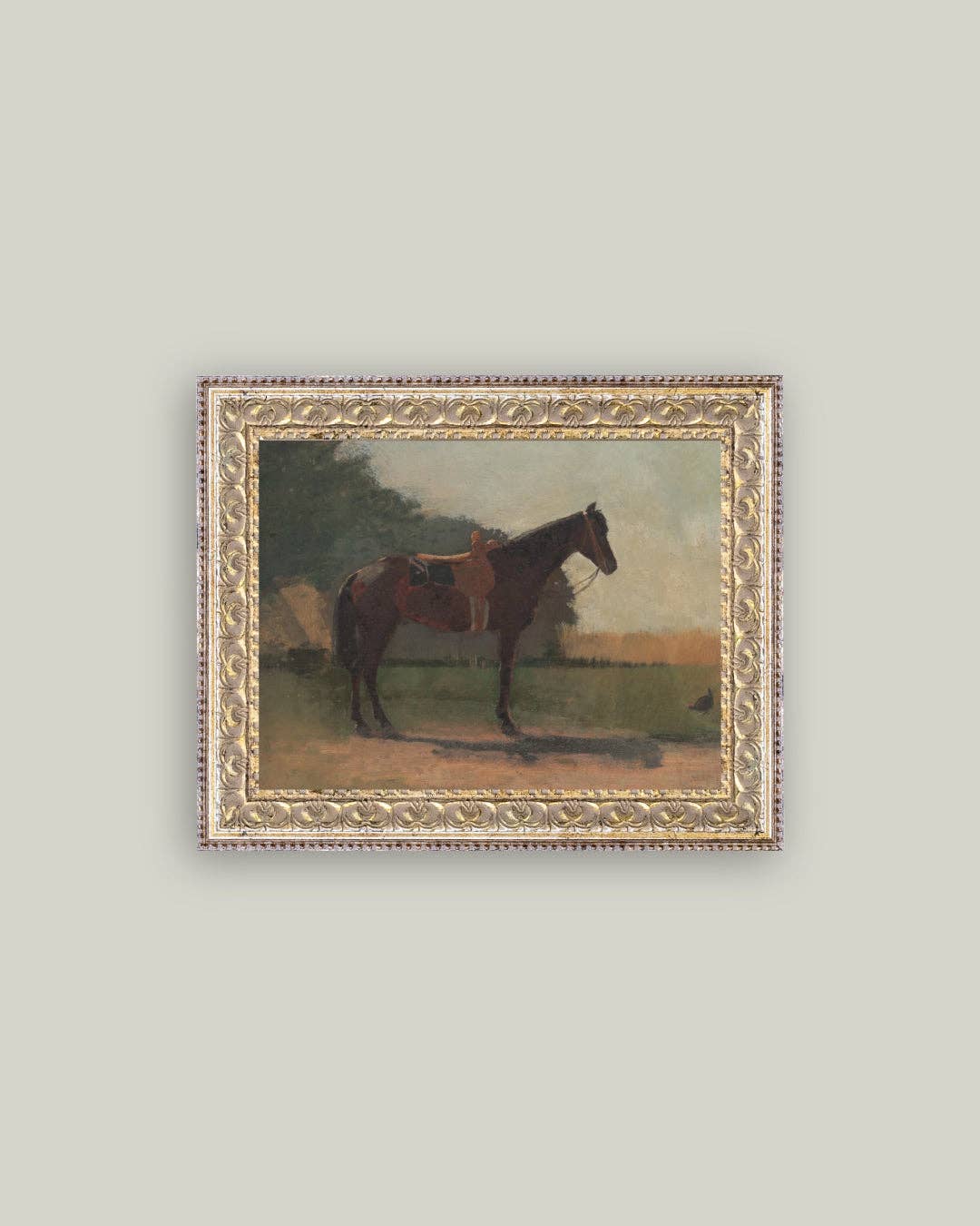 Saddled Horse Framed Antique Art: 7x5