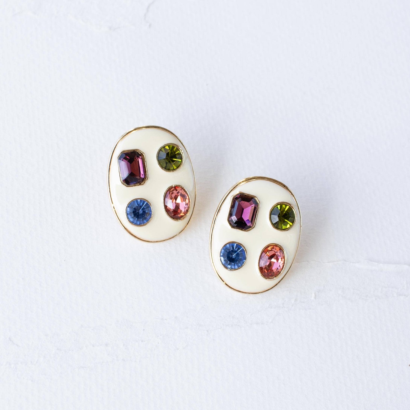 Vintage-Inspired Gemstone Oval Earrings