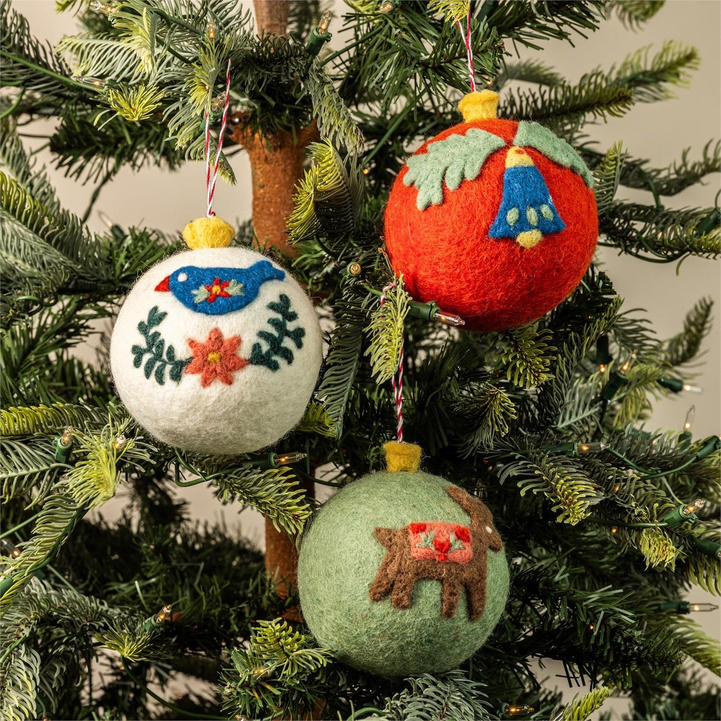 Wool Folk Orb Ornaments