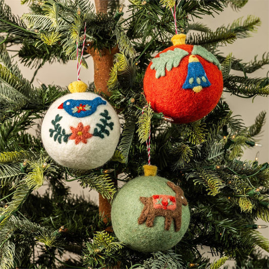 Wool Folk Orb Ornaments