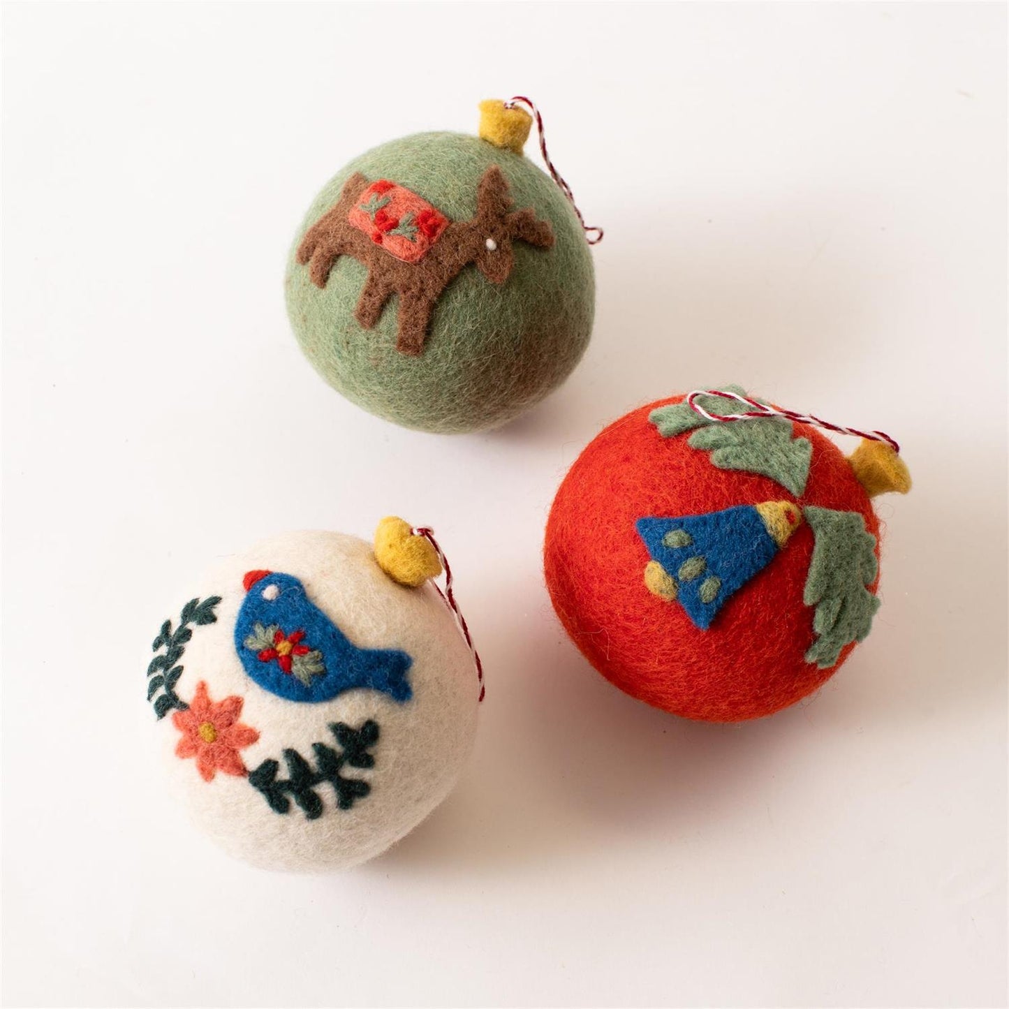 Wool Folk Orb Ornaments
