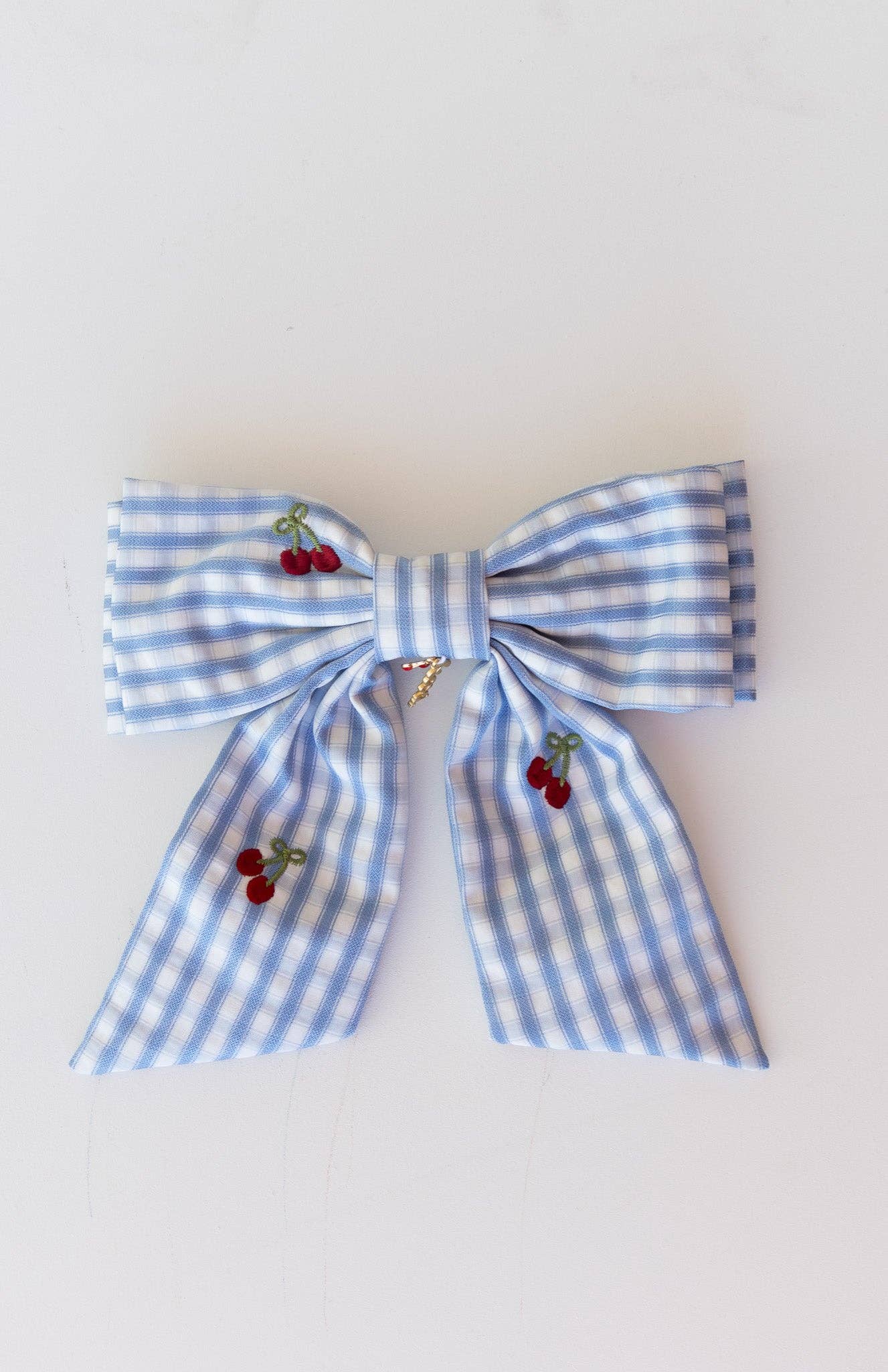 Cherry Blue Gingham Midi Bow