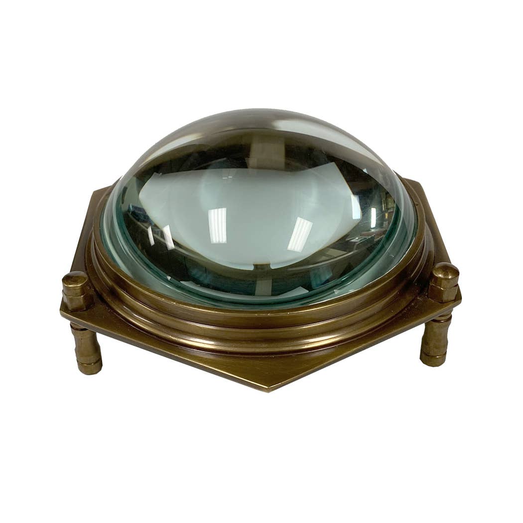 Antiqued Brass Hexagonal Dome Desk Magnifier | Stationery