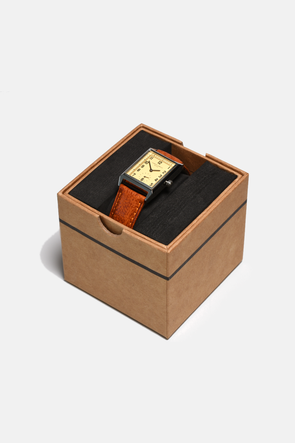 Classic Rectangular Watch: Dark Brown Suede