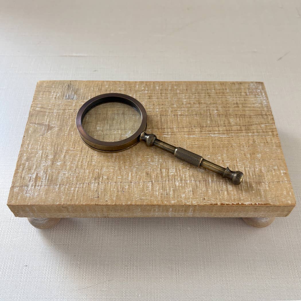 NEW-Small Antiqued Brass Magnifying Glass | Tabletop Decor