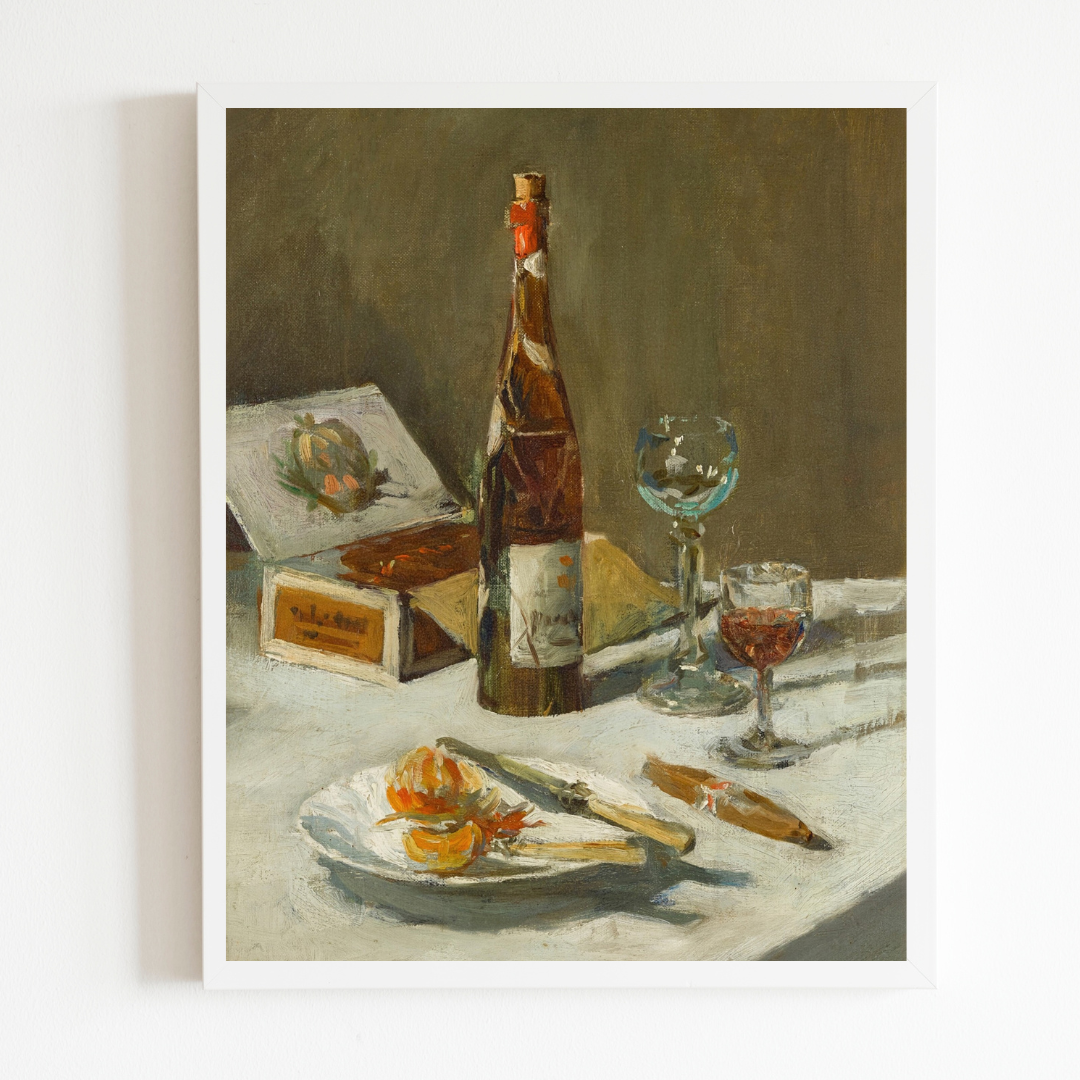 Wine and Cigars Still Life Antique Art Print