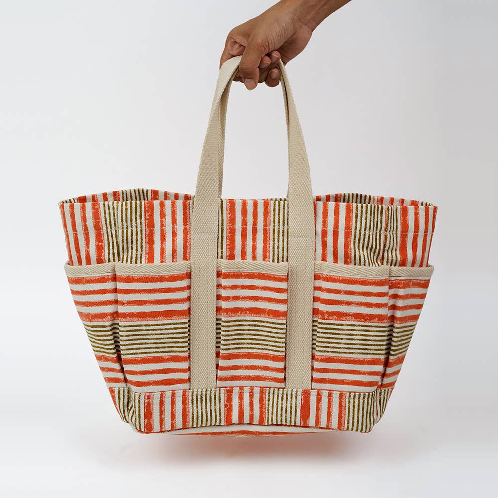 Orange Club Stripe Market Tote