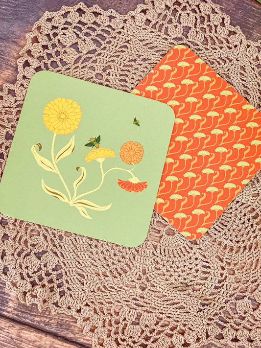 Calendula Coaster Set-Double Sided