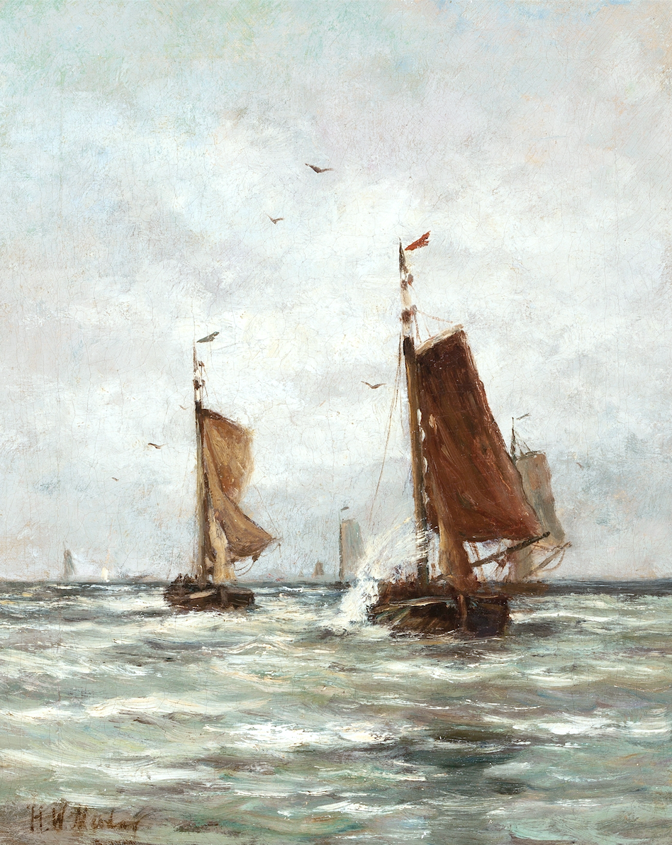 Fishing on the Choppy Sea Antique Art Print