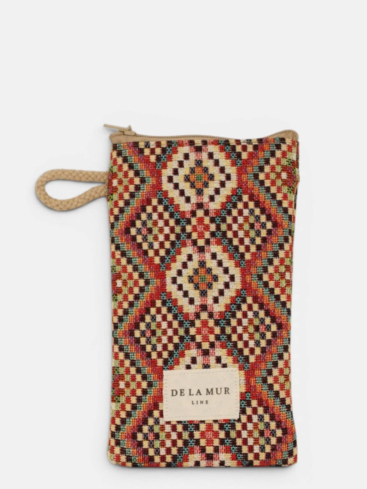 Geometric Jacquard Glasses Case – Red Multicolor (Otto)