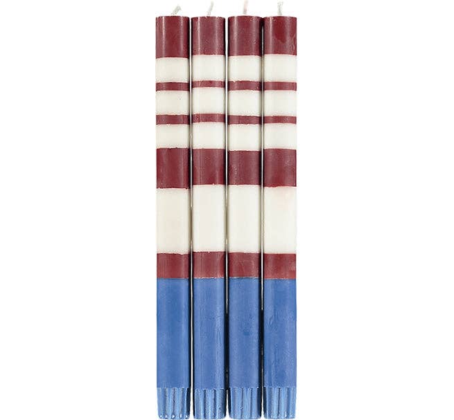 British Colour Standard Dinner Candles - Guardsman Red, Pearl & Royal Blue