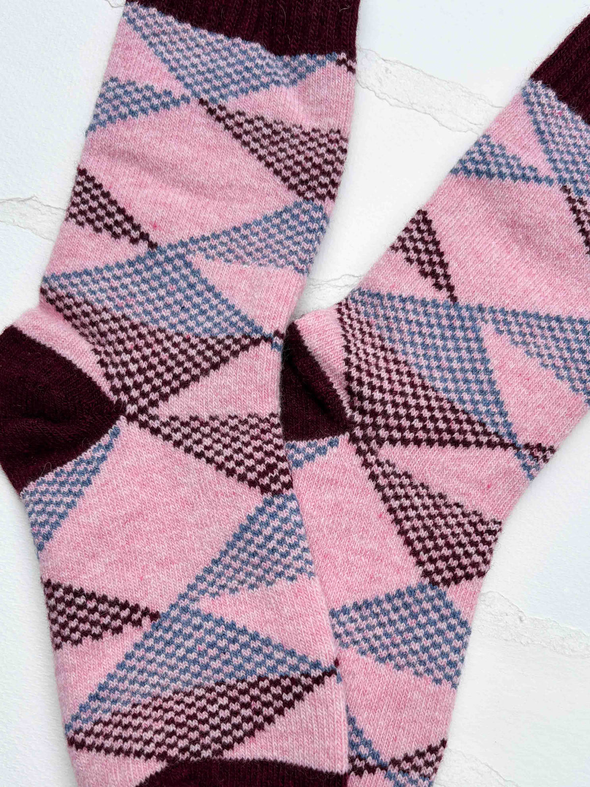 Vintage Argyle Wool Blend Cozy Socks
