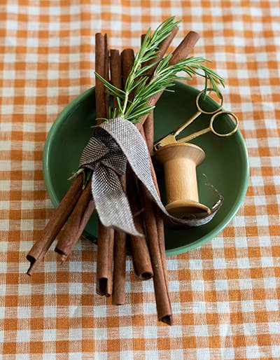 Linen Kitchen Cloth -- Orange Check