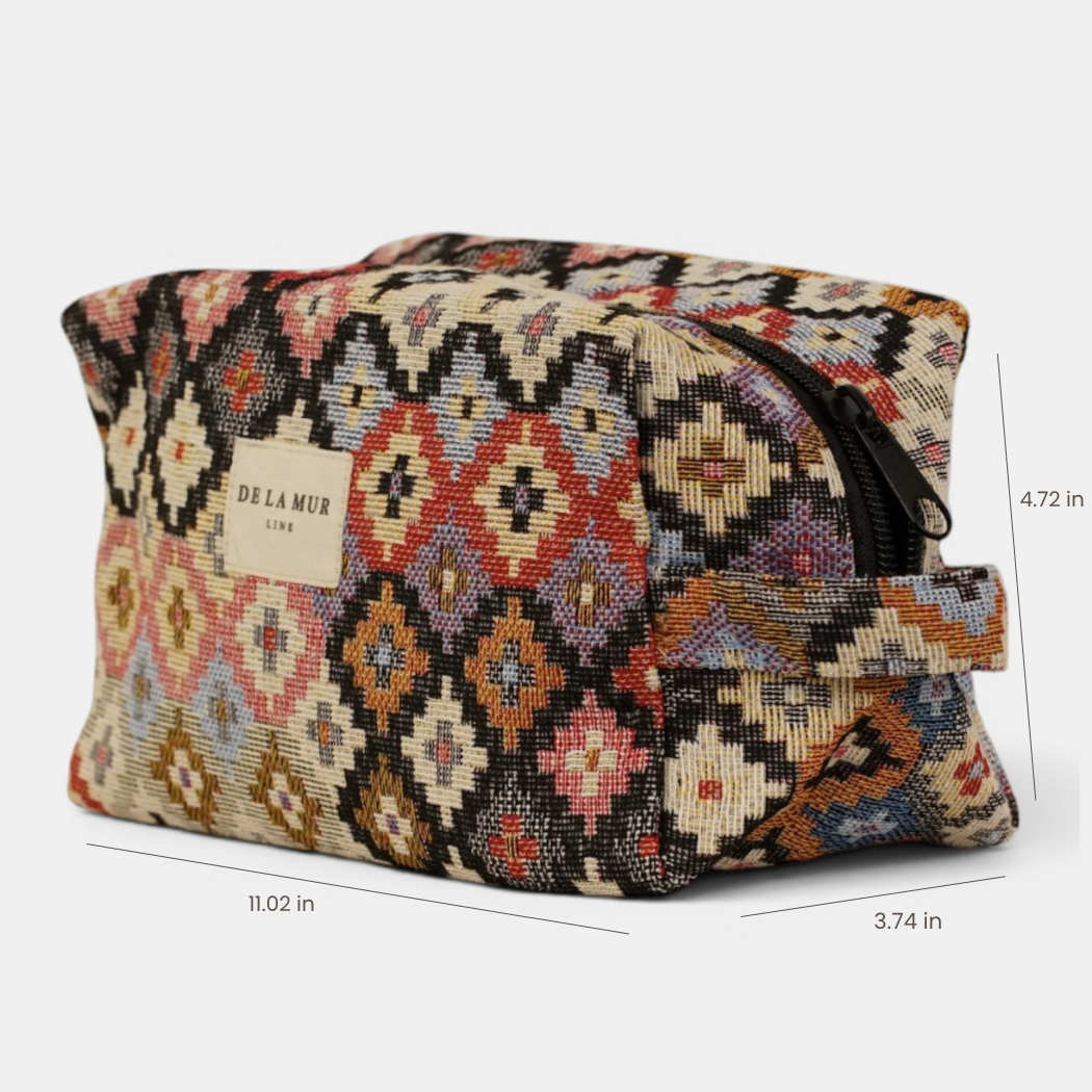 Geometric Jacquard Squared Makeup Bag – Multicolor (Ore)