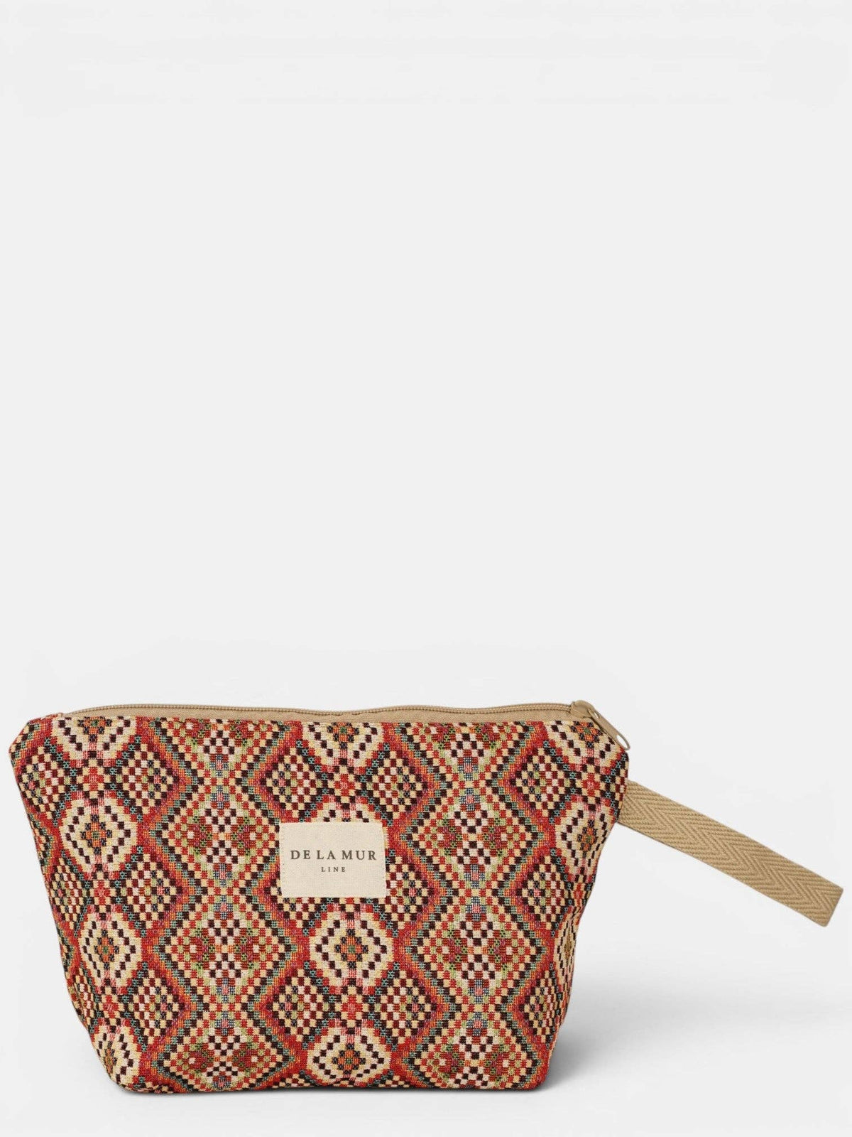 Geometric Jacquard Large Makeup Bag – Red Multicolor (Otto)