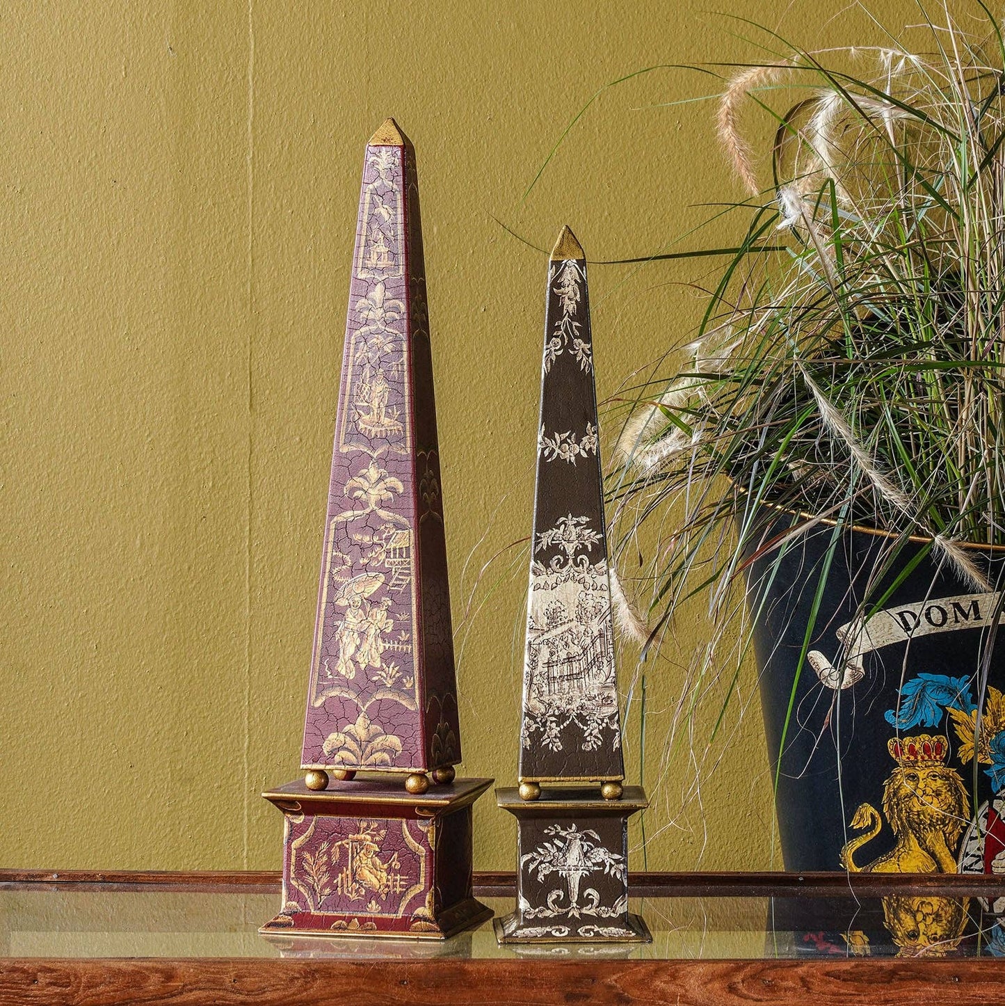 Hand Painted Chinoiserie Obelisk
