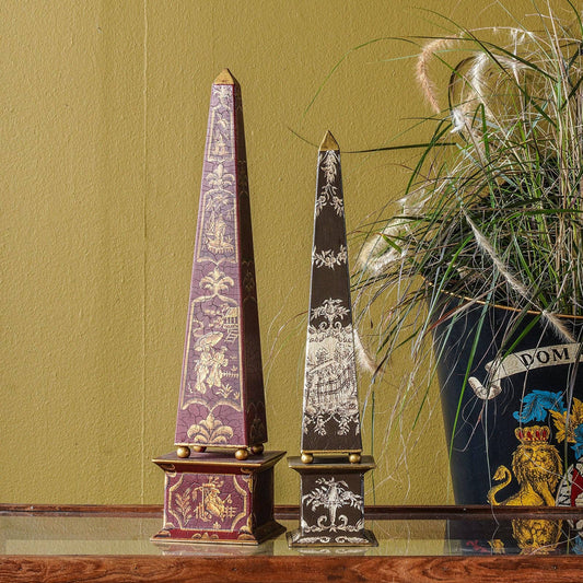 Hand Painted Chinoiserie Obelisk