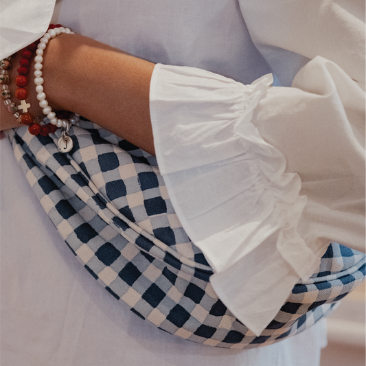 Moon Sling Bag - Indigo Gingham
